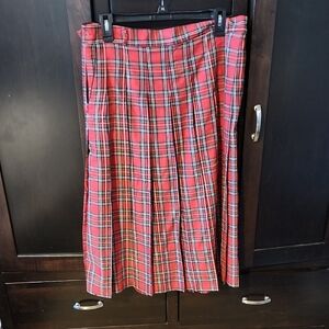 Chic Red Plaid A-Line Skirt